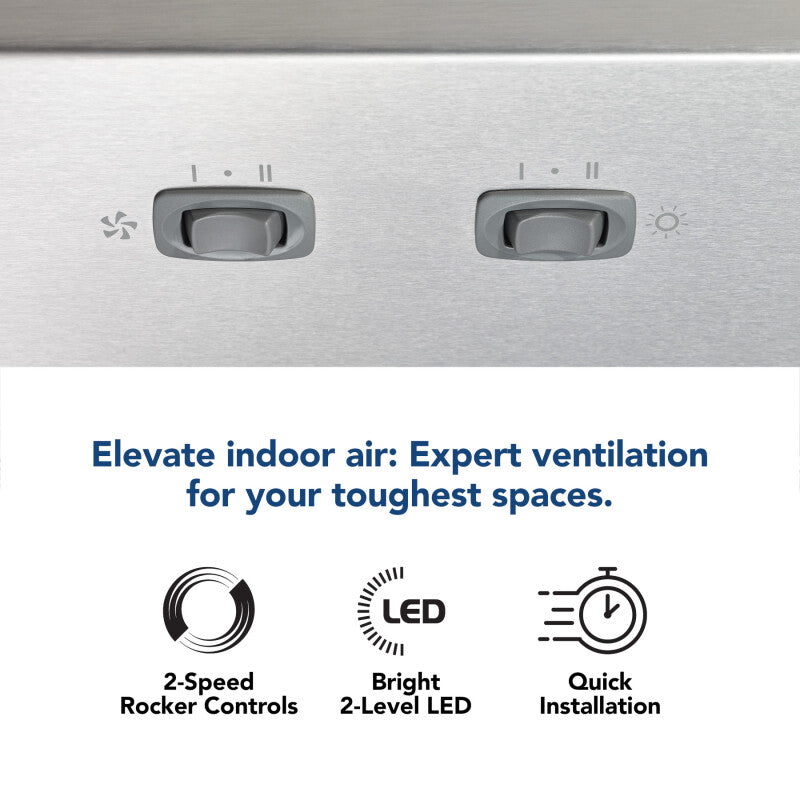 BROAN Glacier 30-Inch 300 Max Blower CFM 5 Sones Stainless Steel Range Hood -  (BCSD130SS)