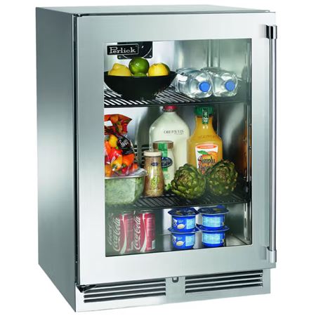 Perlick 24" Signature Series Indoor Refrigerator with glass door, hinge left - Stainless Steel (HP24RS43L)