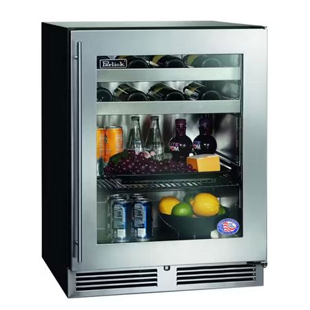 Perlick 24" ADA height compliant Indoor Beverage Center with glass door, hinge left - Stainless Steel (HA24BB43L)