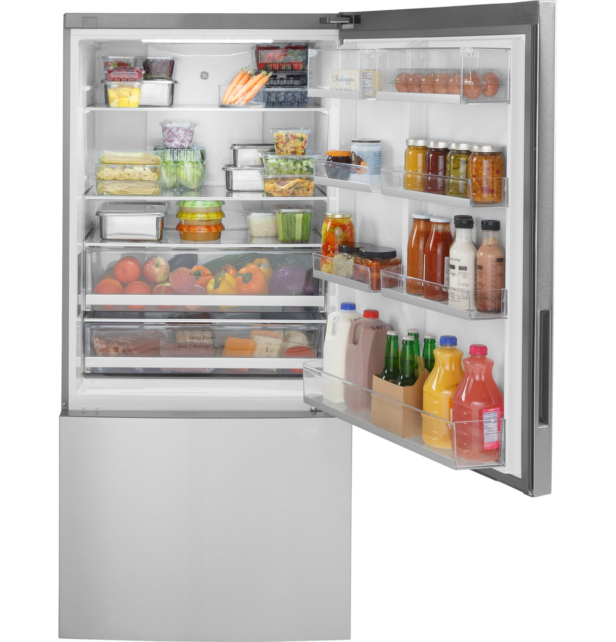 GE APPLIANCES GE(R) ENERGY STAR(R) 17.7 Cu. Ft. Counter-Depth Bottom-Freezer Refrigerator -  (GBE17HYRFS)