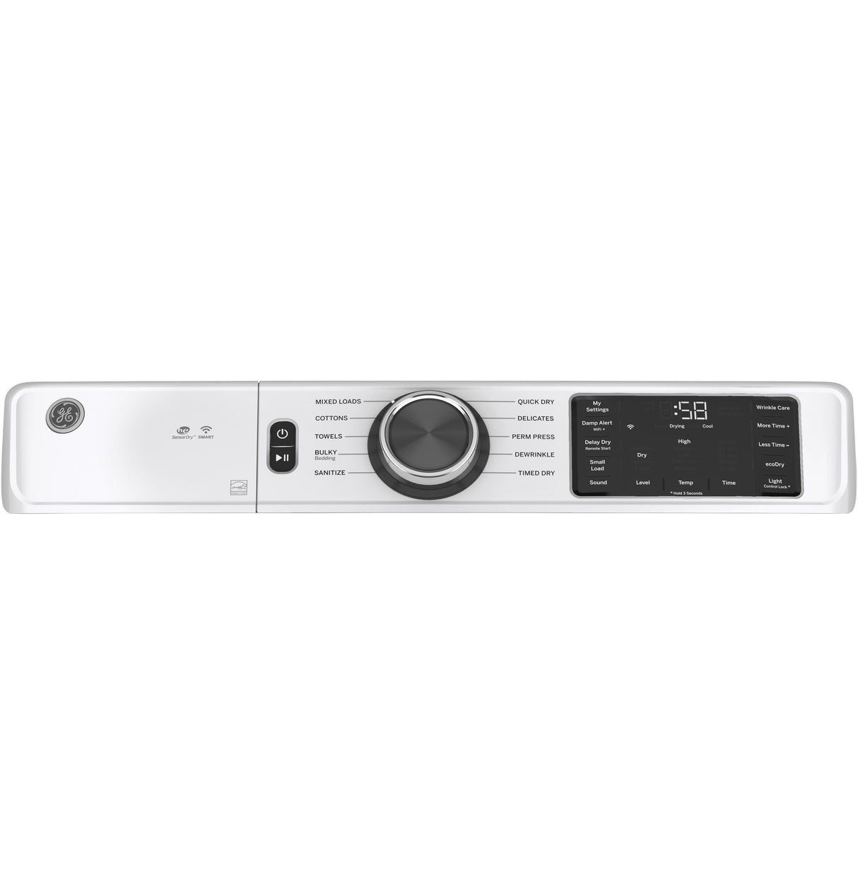 GE APPLIANCES GE(R) ENERGY STAR(R) 7.8 cu. ft. Capacity Smart Front Load Electric Dryer with Sanitize Cycle -  (GFD55ESSNWW)