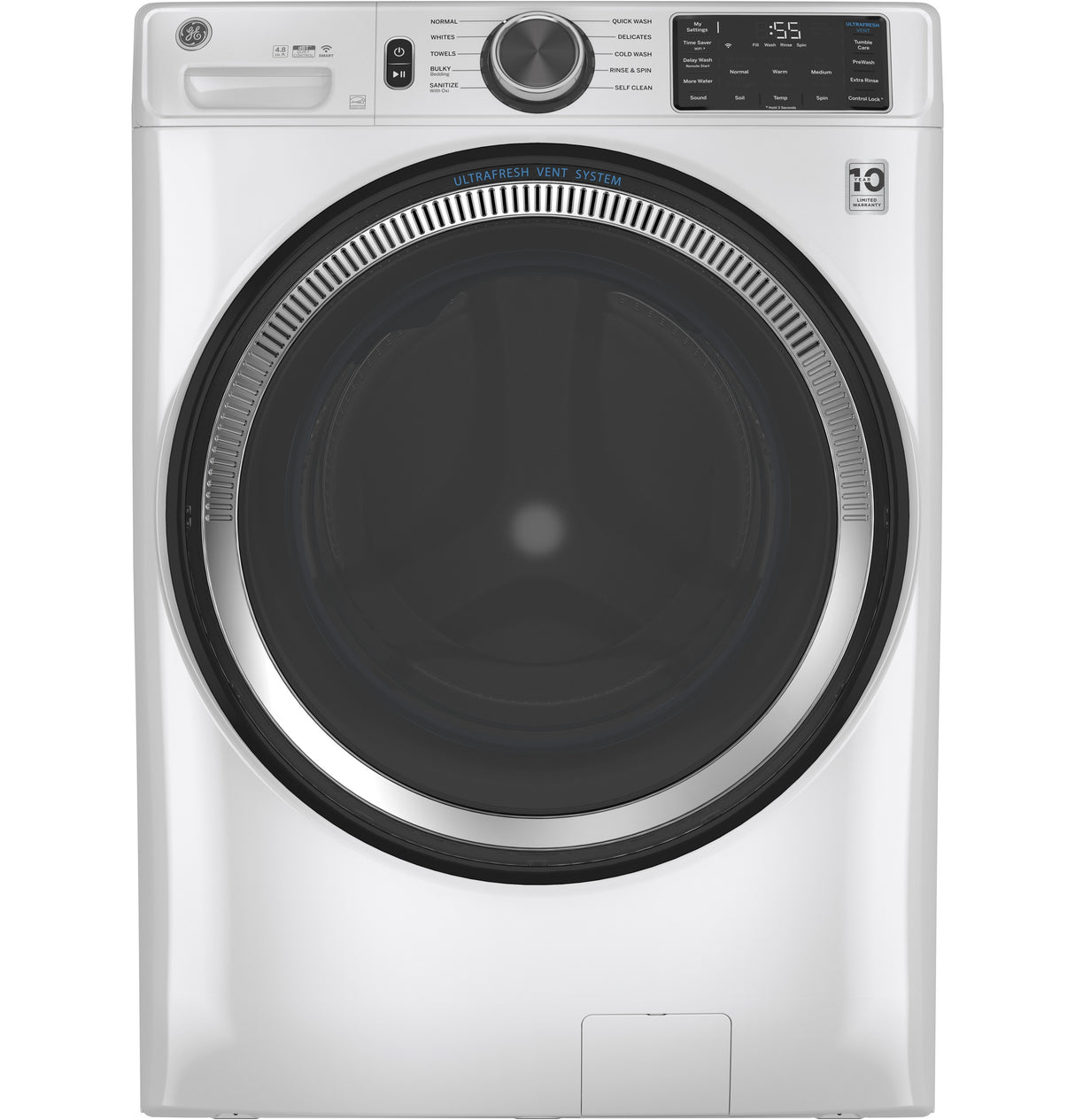 GE APPLIANCES GE(R) ENERGY STAR 4.8 cu. ft. Capacity Smart Front Load (R) Washer with UltraFresh Vent System with OdorBlock(TM) and Sanitize w/Oxi -  (GFW550SSNWW)
