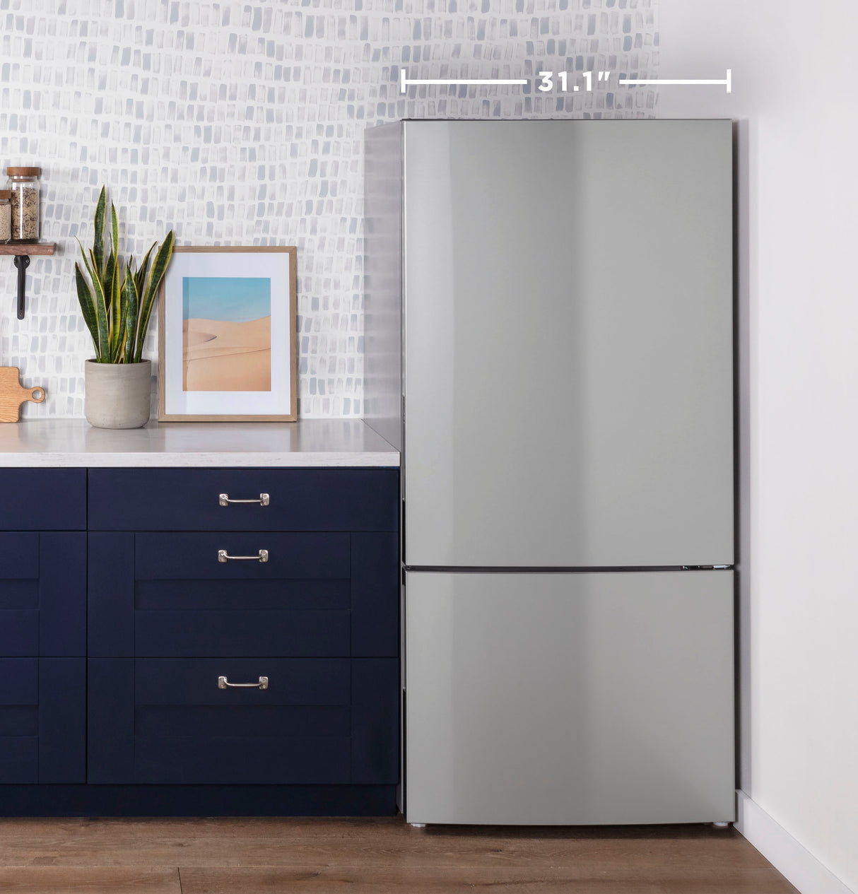 GE APPLIANCES GE(R) ENERGY STAR(R) 17.7 Cu. Ft. Counter-Depth Bottom-Freezer Refrigerator -  (GBE17HYRFS)