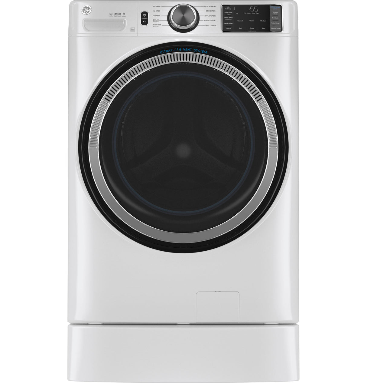 GE APPLIANCES GE(R) ENERGY STAR 4.8 cu. ft. Capacity Smart Front Load (R) Washer with UltraFresh Vent System with OdorBlock(TM) and Sanitize w/Oxi -  (GFW550SSNWW)