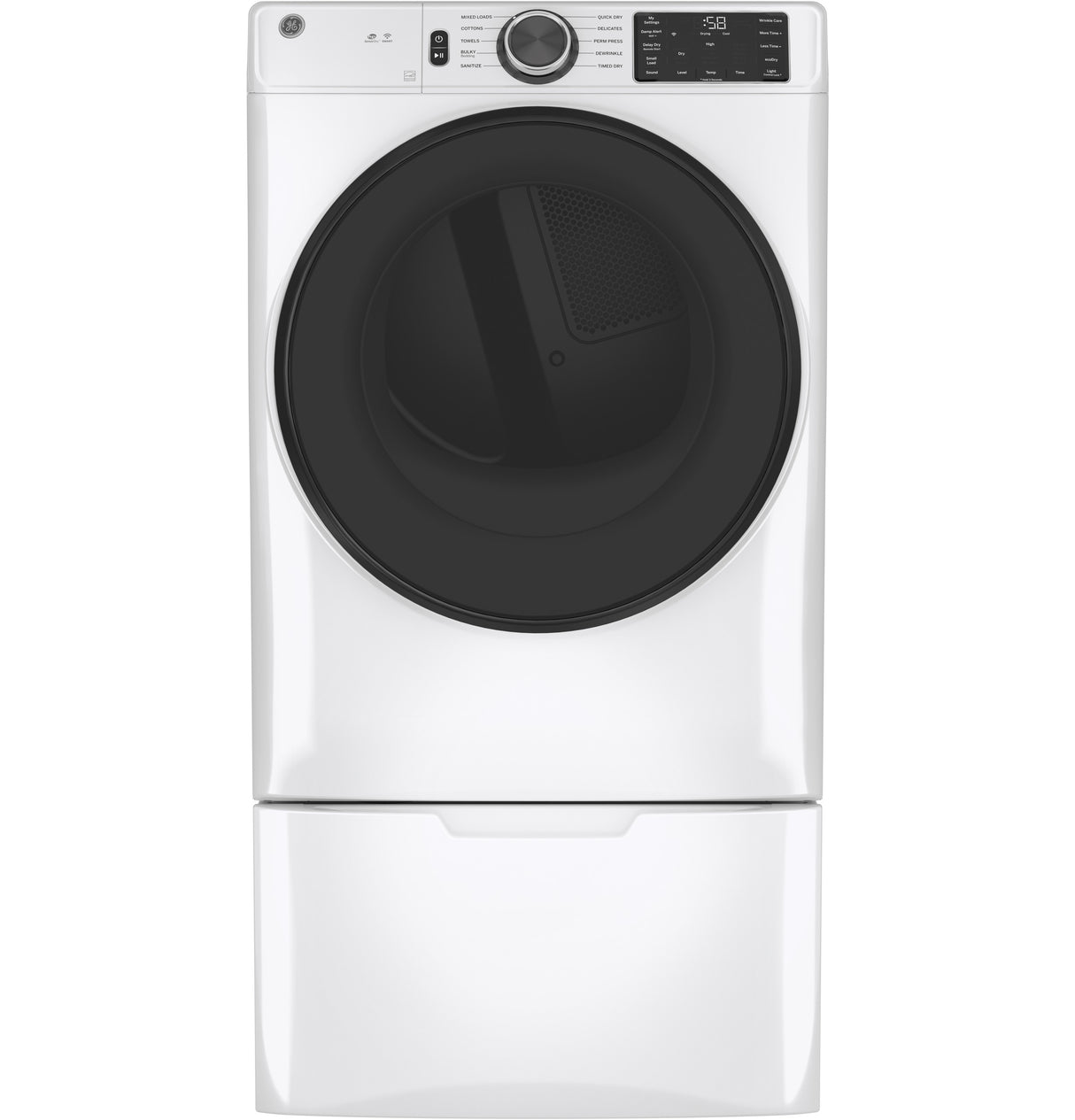 GE APPLIANCES GE(R) ENERGY STAR(R) 7.8 cu. ft. Capacity Smart Front Load Electric Dryer with Sanitize Cycle -  (GFD55ESSNWW)