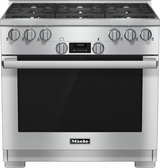MIELE  36 Inch Gas Range with 6 M Pro Dual Stacked Sealed Burners: Clean Touch Steel, Natural Gas - SS (HR11341GR)