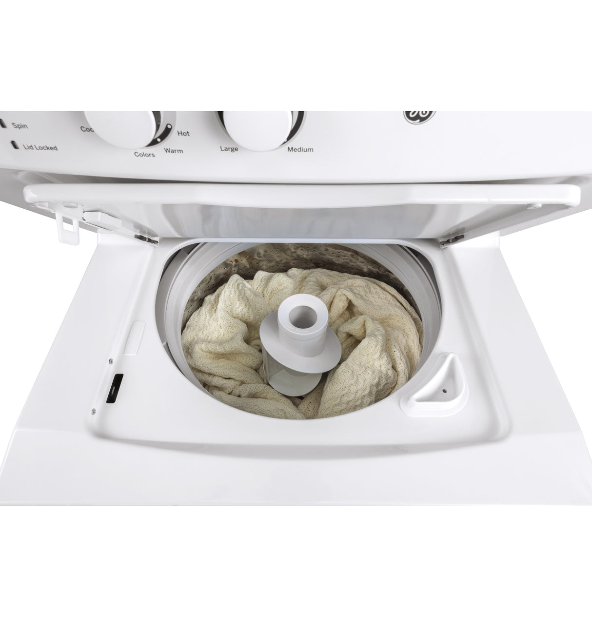 GE APPLIANCES GE Unitized Spacemaker(R) 3.8 cu. ft. Capacity Washer with Stainless Steel Basket and 5.9 cu. ft. Capacity Long Vent Electric Dryer -  (GUV27ESSMWW)