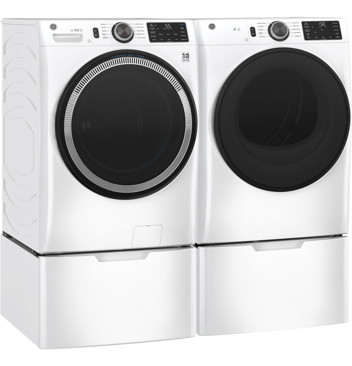 GE APPLIANCES GE(R) ENERGY STAR 4.8 cu. ft. Capacity Smart Front Load (R) Washer with UltraFresh Vent System with OdorBlock(TM) and Sanitize w/Oxi -  (GFW550SSNWW)