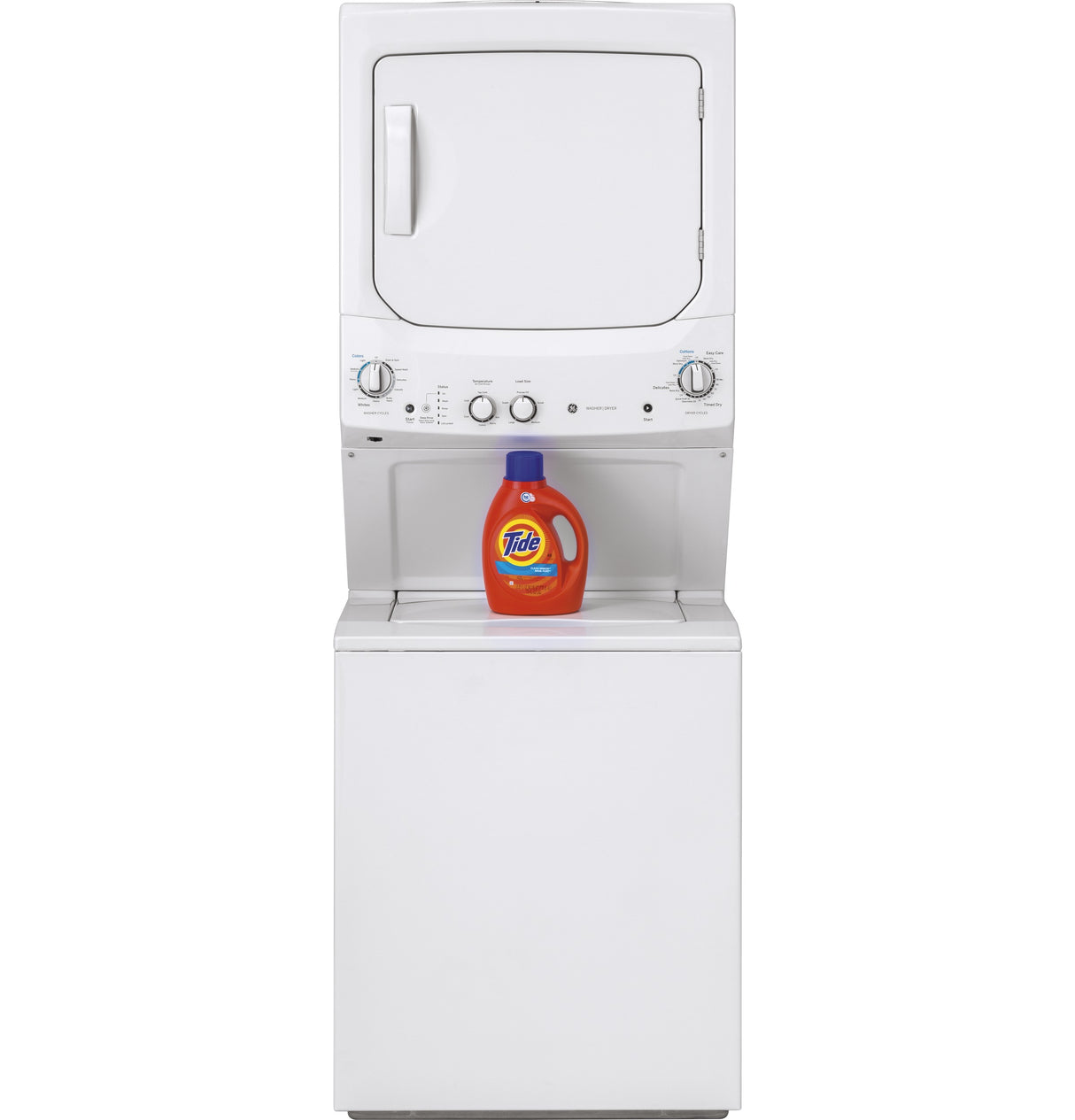 GE APPLIANCES GE Unitized Spacemaker(R) 3.8 cu. ft. Capacity Washer with Stainless Steel Basket and 5.9 cu. ft. Capacity Long Vent Electric Dryer -  (GUV27ESSMWW)