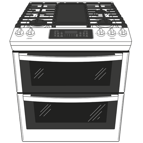 GE APPLIANCES GE 30" Slide-In Front Control Gas Double Oven Range -  (JGSS86SPSS)