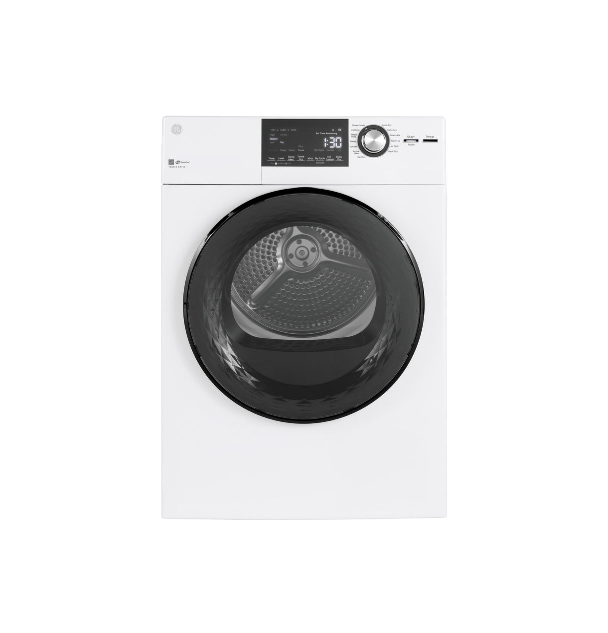 GE APPLIANCES GE(R) ENERGY STAR(R) 24" 4.3 Cu.Ft. Front Load Vented Electric Dryer with Stainless Steel Basket -  (GFD14ESSNWW)