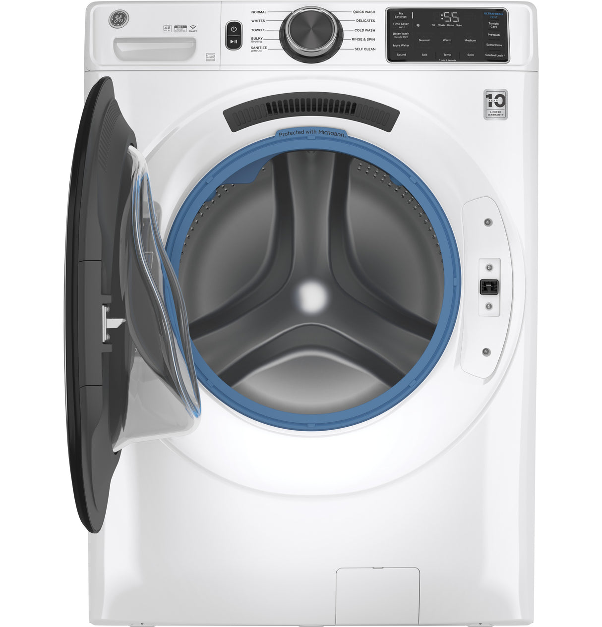 GE APPLIANCES GE(R) ENERGY STAR 4.8 cu. ft. Capacity Smart Front Load (R) Washer with UltraFresh Vent System with OdorBlock(TM) and Sanitize w/Oxi -  (GFW550SSNWW)