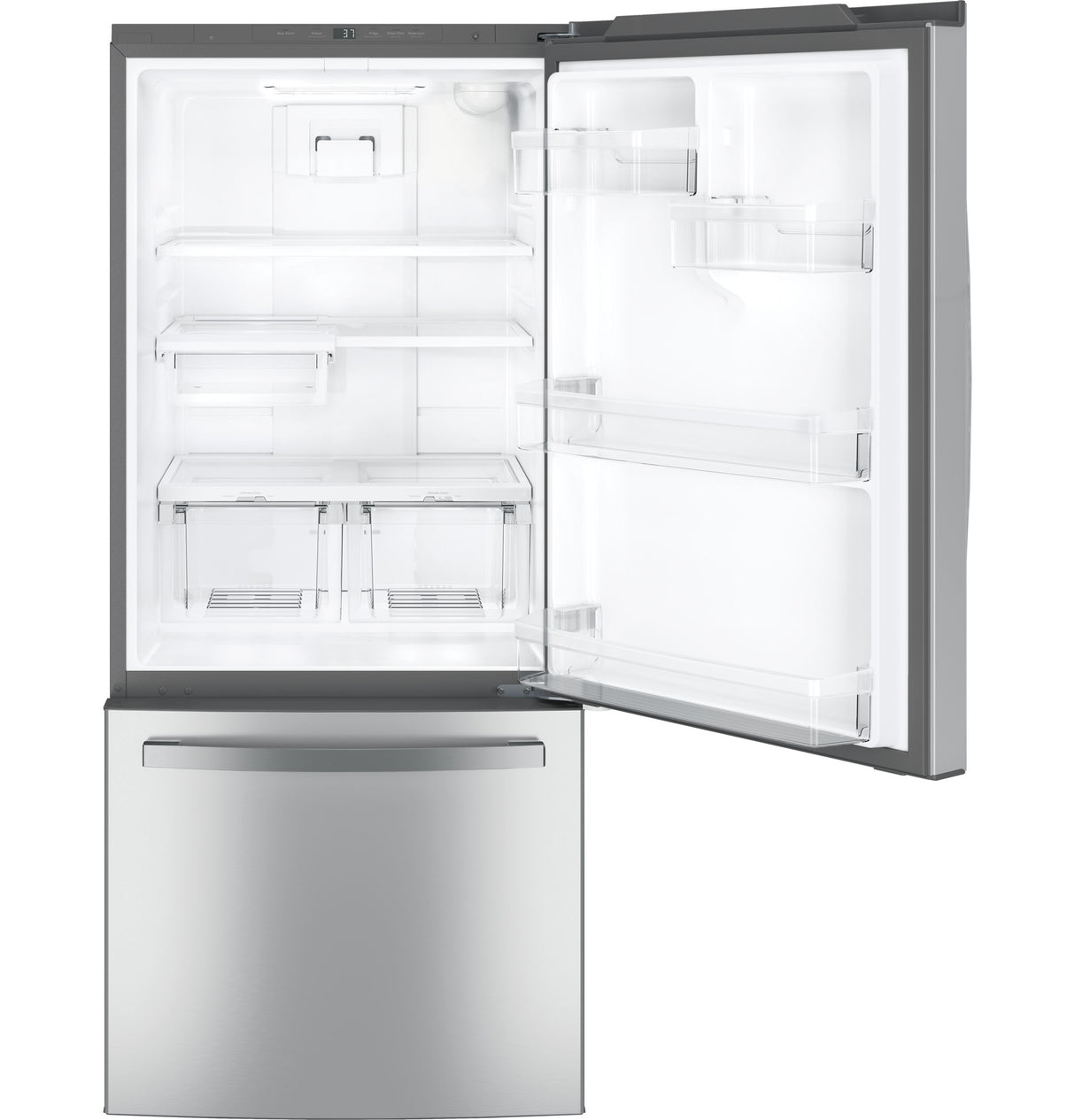 GE APPLIANCES GE(R) ENERGY STAR(R) 21.0 Cu. Ft. Bottom-Freezer Refrigerator -  (GDE21EYKFS)