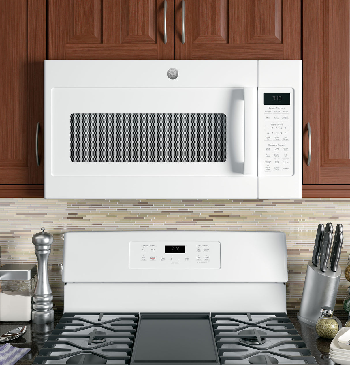 GE APPLIANCES GE(R) 1.9 Cu. Ft. Over-the-Range Sensor Microwave Oven -  (JVM7195DKWW)