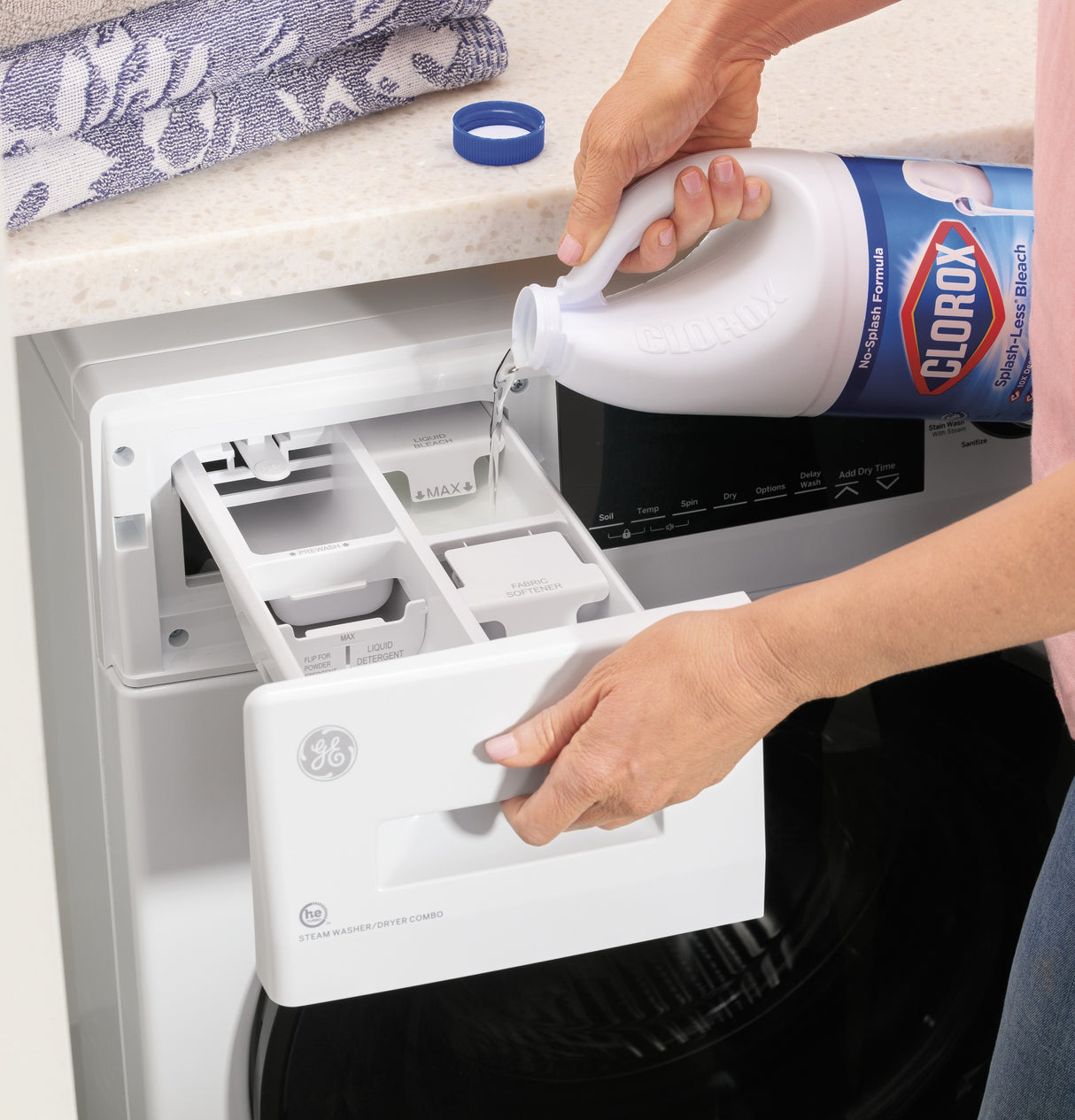 GE APPLIANCES GE(R) 24" 2.4 cu. ft.Capacity Front Load Washer/Condenser Dryer Combo -  (GFQ14ESSNWW)