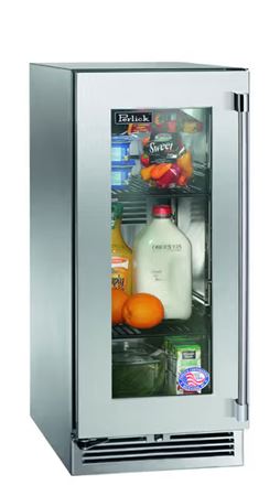 PERLICK  15" Signature Series Indoor Refrigerator with glass door, hinge right - Stainless Steel (HP15RS43R)