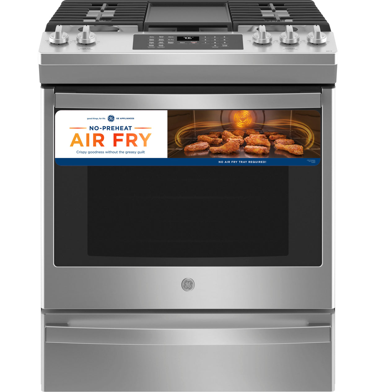 GE GE® 30" Slide-In Front-Control Convection Gas Range with No Preheat Air Fry -  (JGS760SPSS)