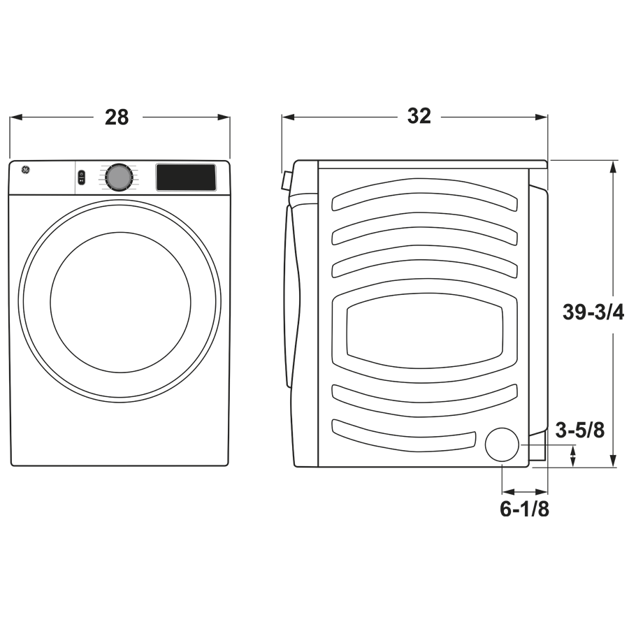 GE APPLIANCES GE(R) ENERGY STAR(R) 7.8 cu. ft. Capacity Smart Front Load Electric Dryer with Sanitize Cycle -  (GFD55ESSNWW)