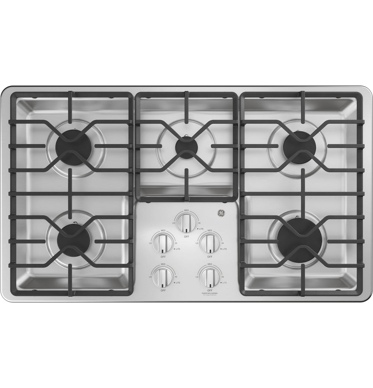 GE APPLIANCES GE(R) 36" Built-In Gas Cooktop with Dishwasher-Safe Grates -  (JGP3036SLSS)