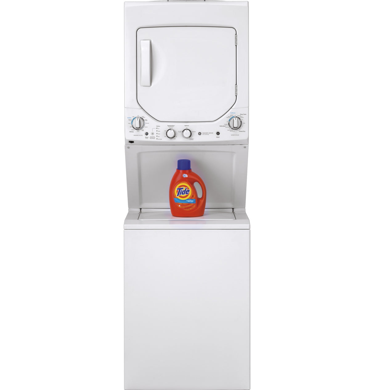 GE APPLIANCES GE Unitized Spacemaker(R) 2.3 cu. ft. Capacity Washer with Stainless Steel Basket and 4.4 cu. ft. Capacity Electric Dryer -  (GUD24ESSMWW)