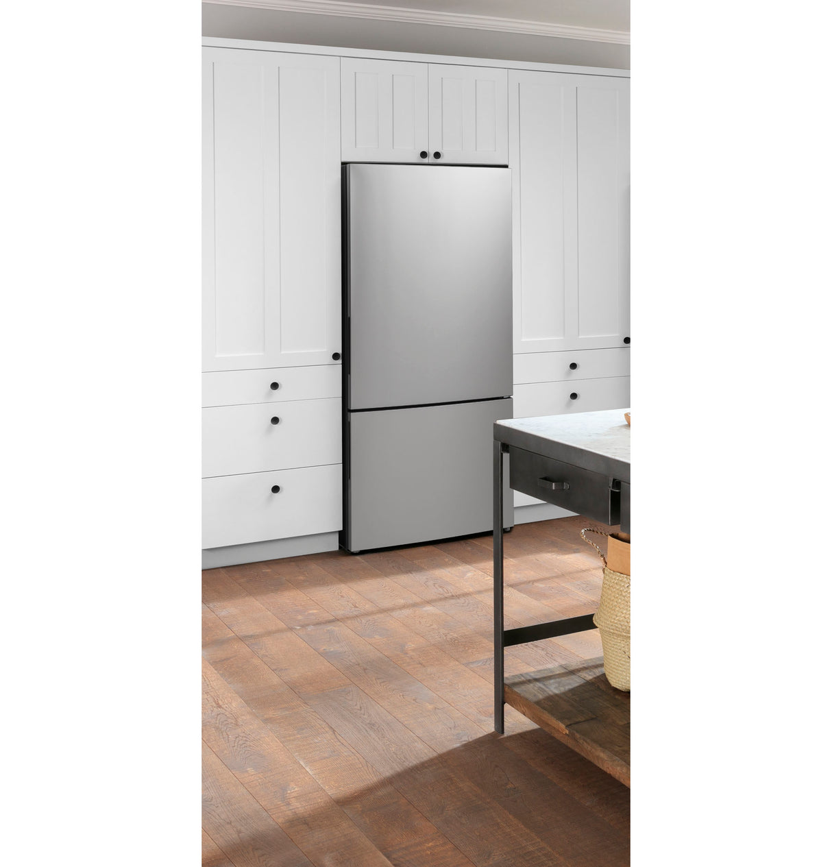 GE APPLIANCES GE(R) ENERGY STAR(R) 17.7 Cu. Ft. Counter-Depth Bottom-Freezer Refrigerator -  (GBE17HYRFS)