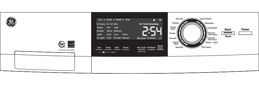 GE APPLIANCES GE(R) ENERGY STAR(R) 24" 2.4 Cu. Ft. Front Load Washer with Steam -  (GFW148SSMWW)