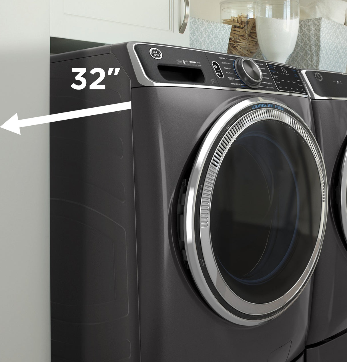 GE APPLIANCES GE(R) ENERGY STAR 4.8 cu. ft. Capacity Smart Front Load (R) Washer with UltraFresh Vent System with OdorBlock(TM) and Sanitize w/Oxi -  (GFW550SSNWW)