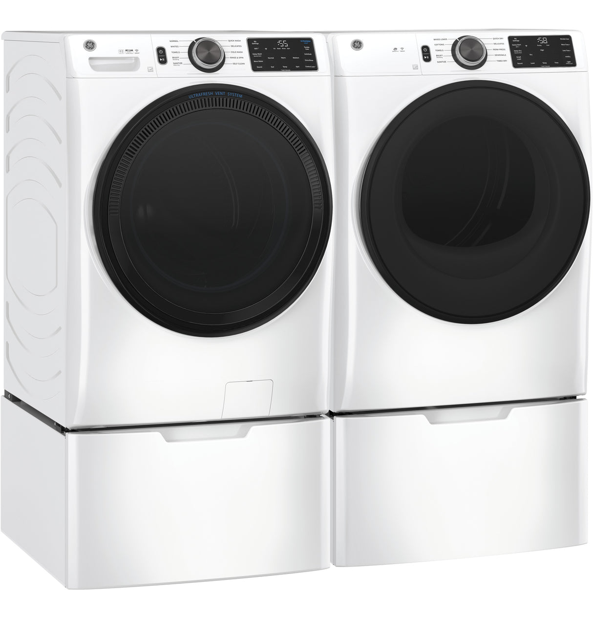 GE APPLIANCES GE(R) ENERGY STAR(R) 7.8 cu. ft. Capacity Smart Front Load Electric Dryer with Sanitize Cycle -  (GFD55ESSNWW)