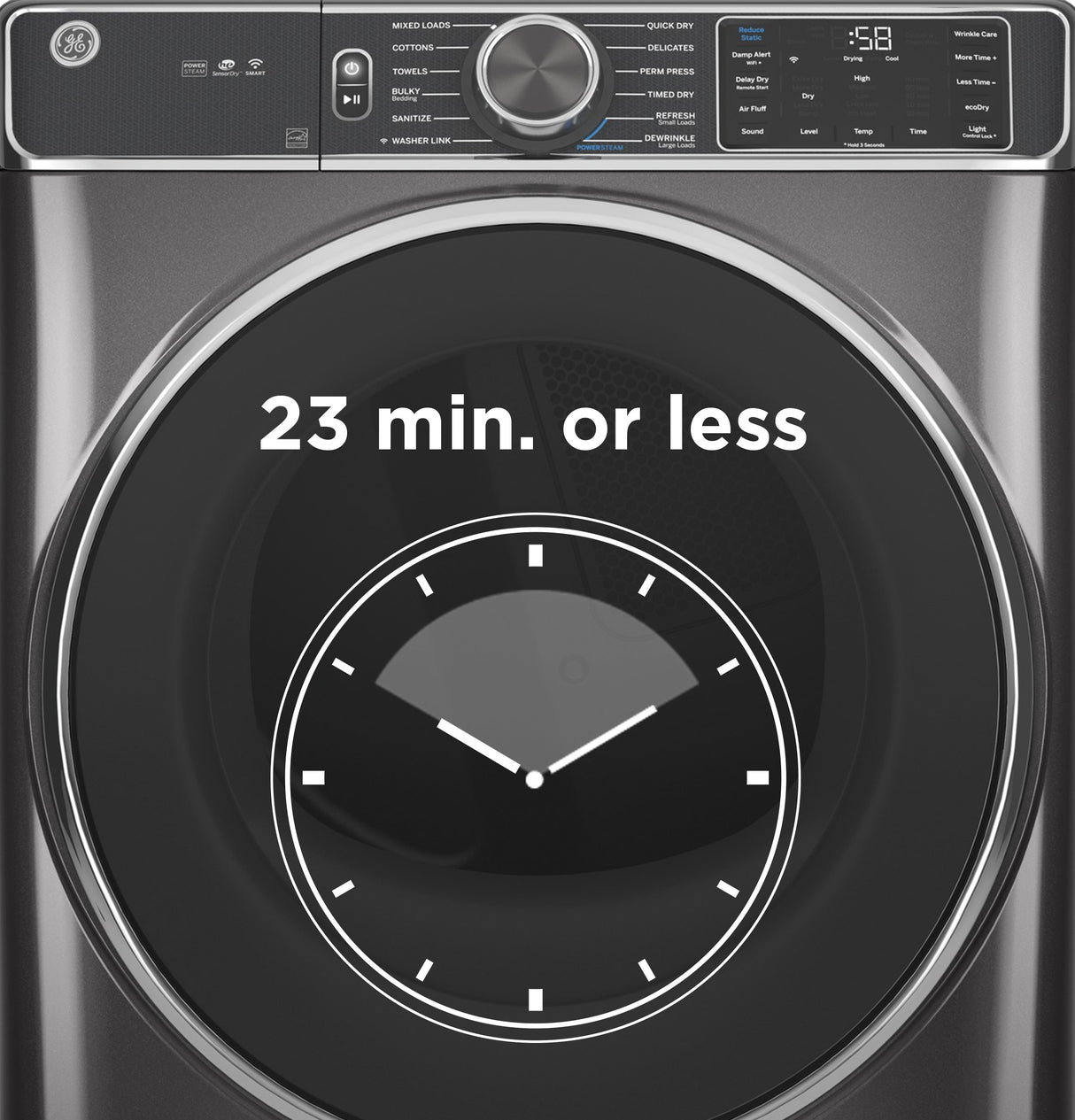 GE APPLIANCES GE(R) ENERGY STAR(R) 7.8 cu. ft. Capacity Smart Front Load Electric Dryer with Sanitize Cycle -  (GFD55ESSNWW)