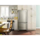 AMANA  33-inch Wide Bottom-Freezer Refrigerator with EasyFreezer™ Pull-Out Drawer - 22 cu. ft. Capacity - Stainless Steel (ABB2224BRM)