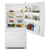 AMANA  33-inch Wide Bottom-Freezer Refrigerator with EasyFreezer™ Pull-Out Drawer - 22 cu. ft. Capacity - White-on-White (ABB2224BRW)