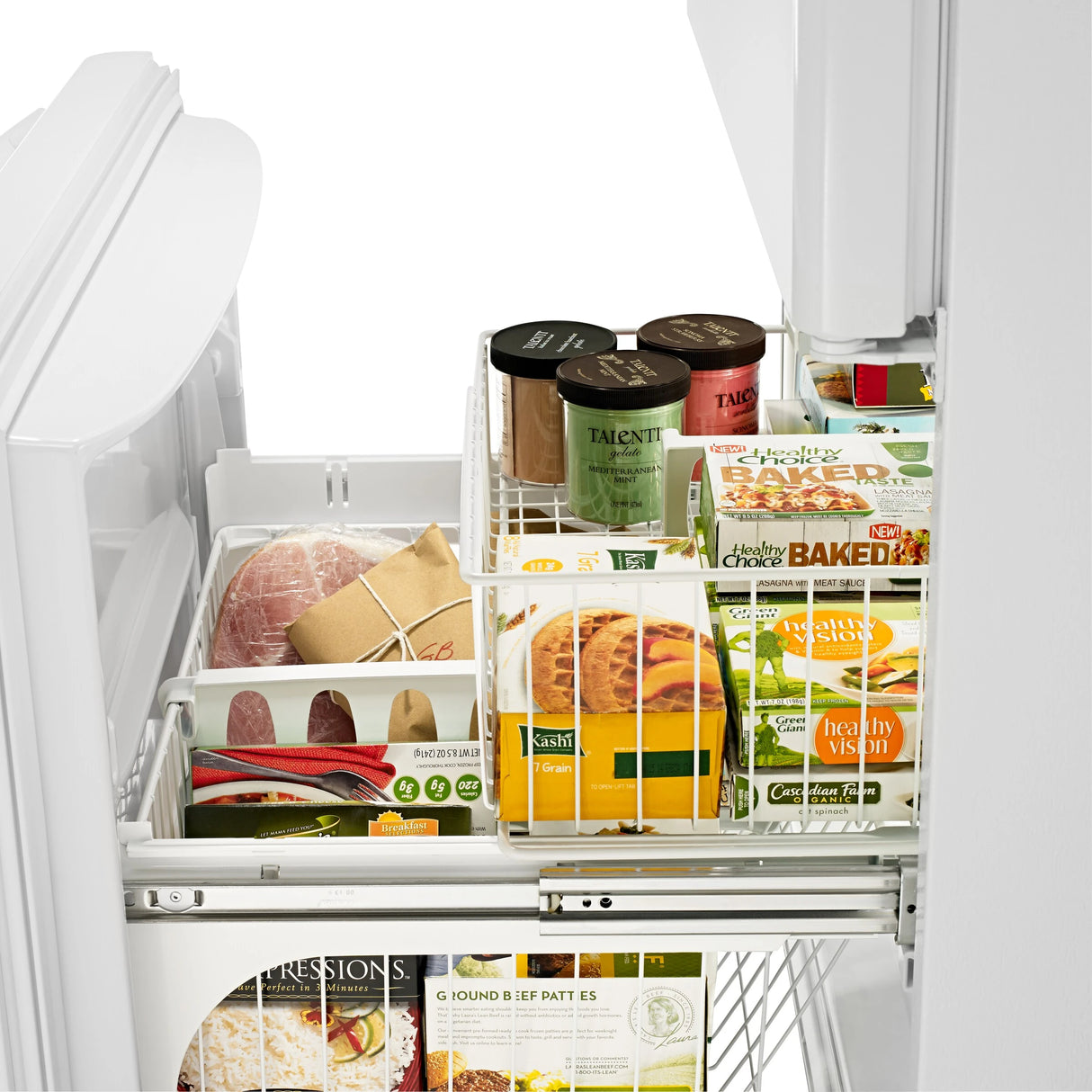 AMANA  33-inch Wide Bottom-Freezer Refrigerator with EasyFreezer™ Pull-Out Drawer - 22 cu. ft. Capacity - White-on-White (ABB2224BRW)
