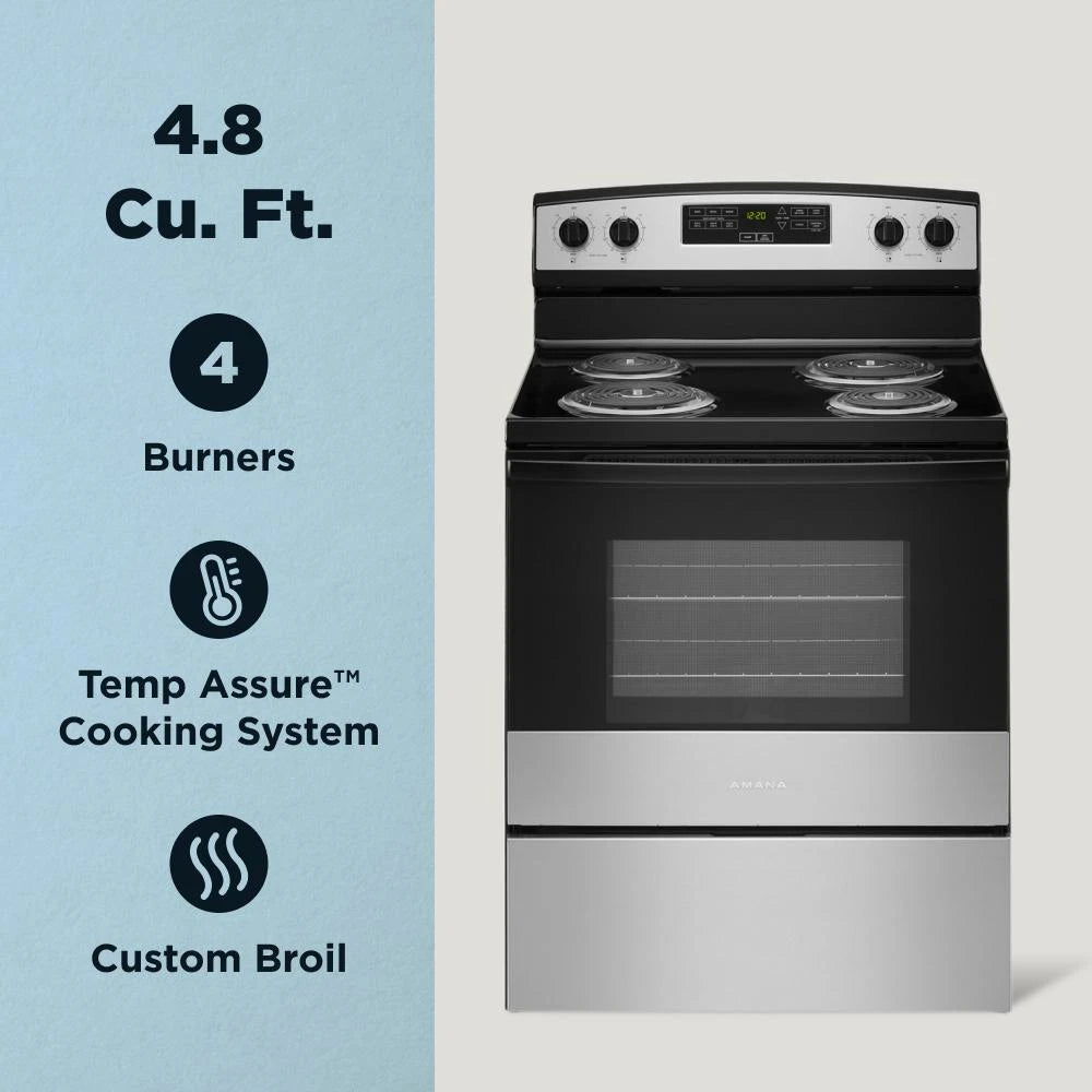 AMANA  30-inch Electric Range with Bake Assist Temps - Stainless Steel (ACR4303MMS)