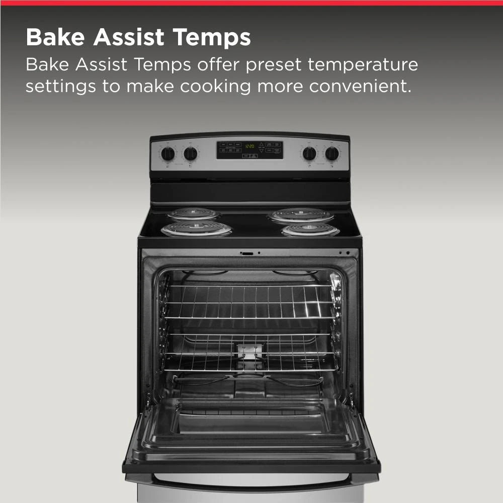 AMANA  30-inch Electric Range with Bake Assist Temps - Stainless Steel (ACR4303MMS)