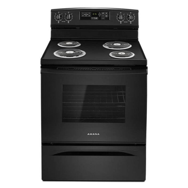 Amana 30-inch  Electric Range with Self-Clean Option - Black (ACR4503SFB)