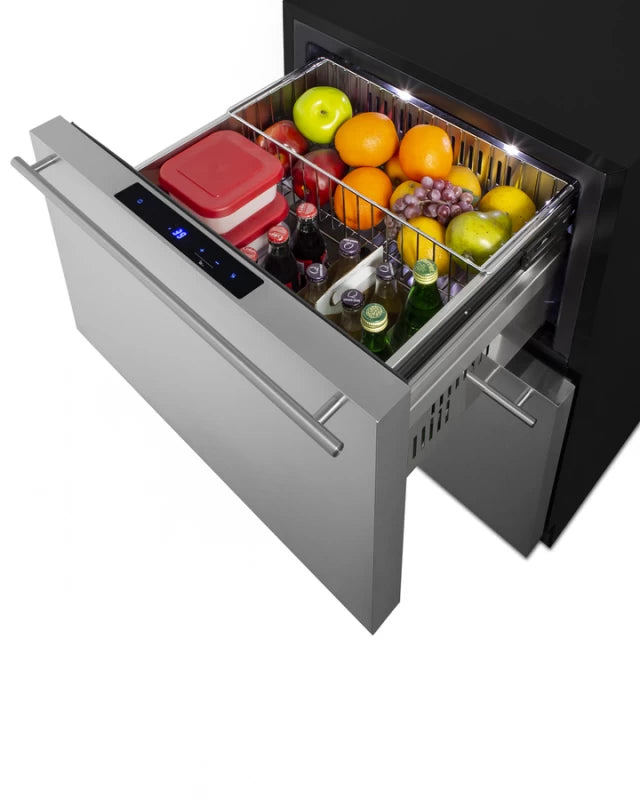 Summit  24" Wide 2-Drawer All-Refrigerator, ADA Compliant (Panels Not Included) - Black (ADRD241PNR)
