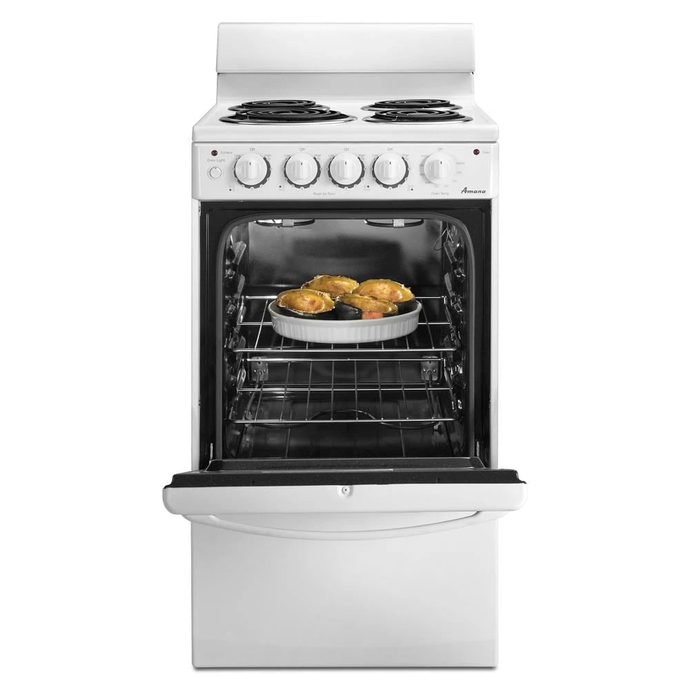 AMANA  20-inch Electric Range Oven with Versatile Cooktop - White (AEP222VAW)