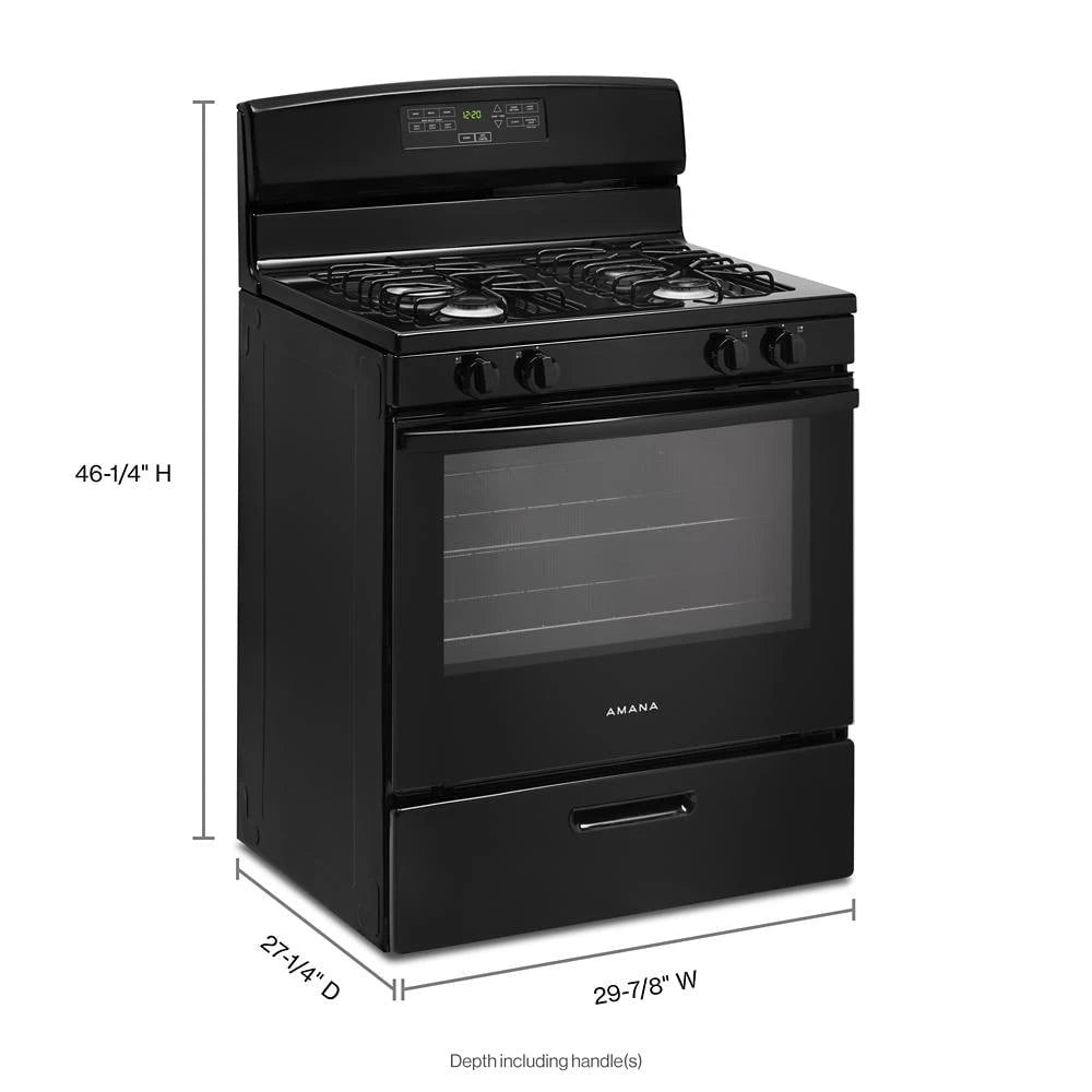 AMANA  30-inch Gas Range with Bake Assist Temps - Black (AGR6303MMB)