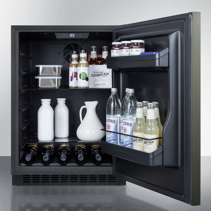 SUMMIT  24" Wide Built-In All-Refrigerator, ADA Compliant - Black Stainless Steel (AL54KSHH)