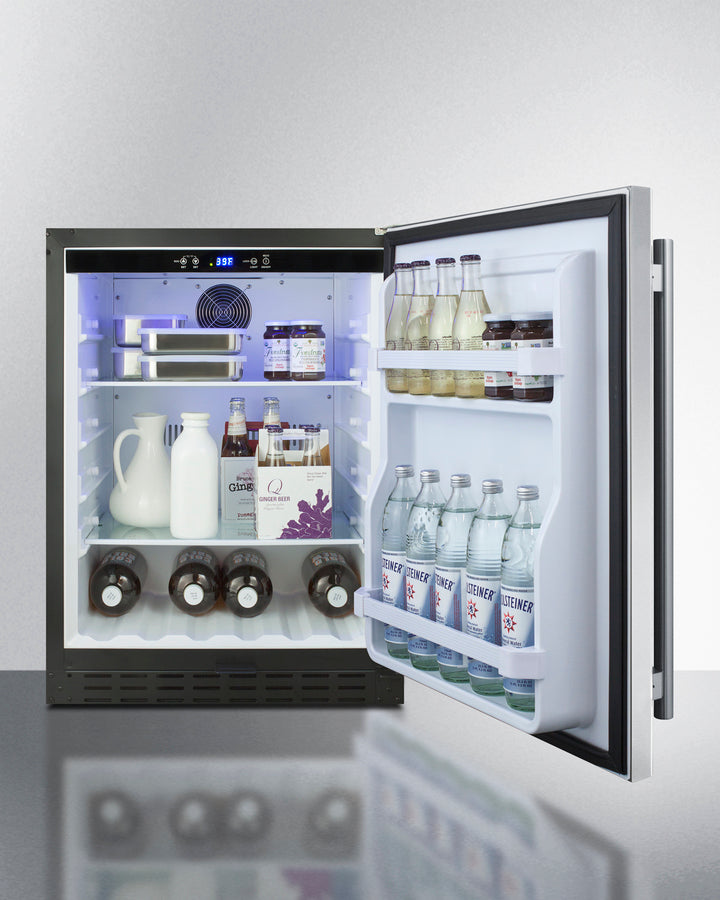 SUMMIT  24" Wide Built-In All-Refrigerator, ADA Compliant - Stainless Steel/Black (AL55)