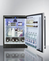 SUMMIT  24" Wide Built-In All-Refrigerator, ADA Compliant - Stainless Steel/Black (AL55)