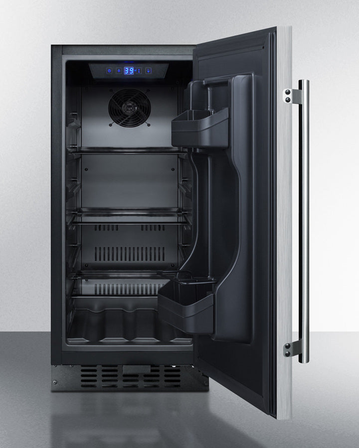 SUMMIT  15" Wide Built-In All-Refrigerator, ADA Compliant - Stainless Steel/Black (ALR15BSS)