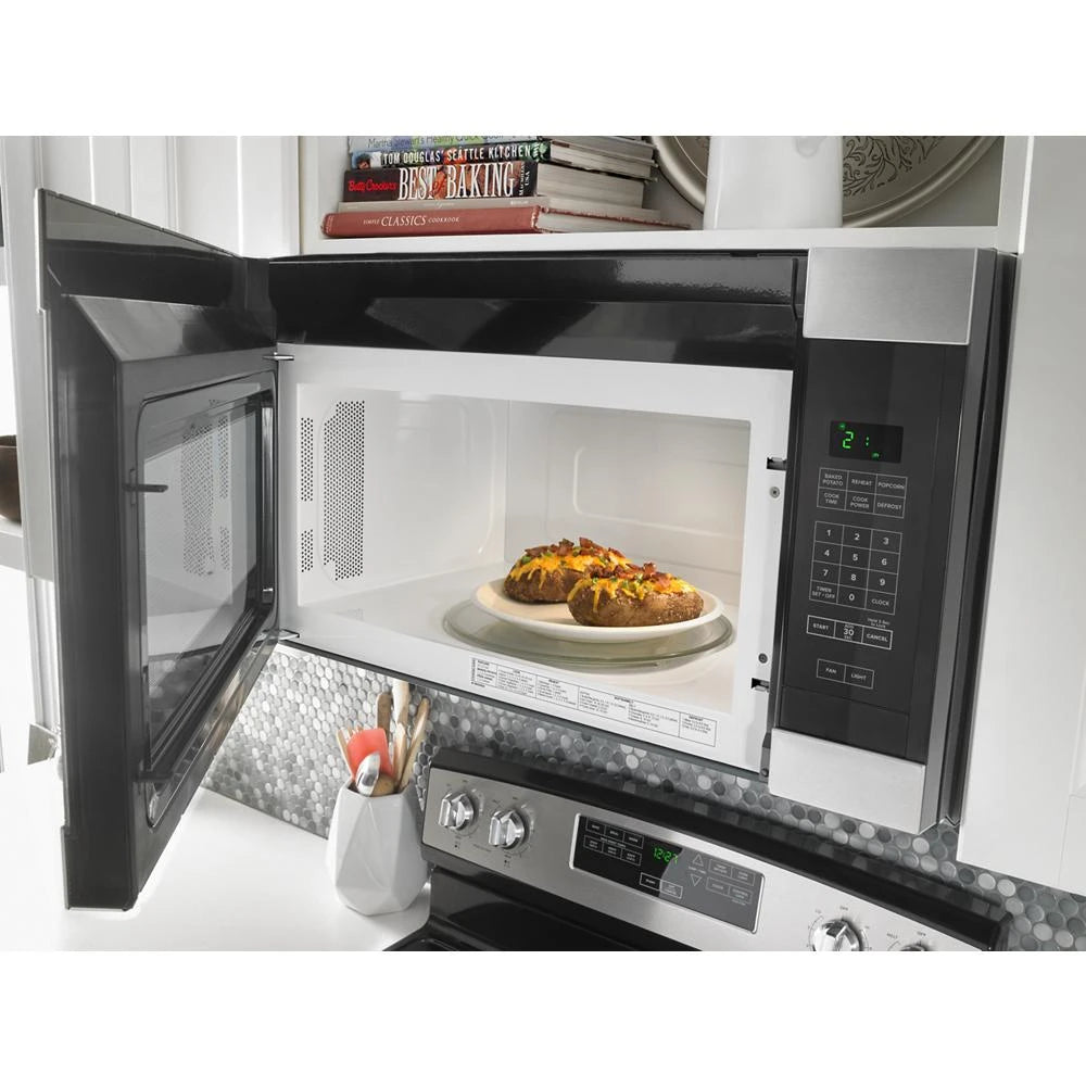 Amana  1.6 Cu. Ft. Over-the-Range Microwave with Add 0:30 Seconds - Black-on-Stainless (AMV2307PFS)