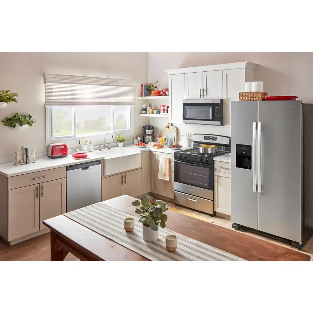 Amana  1.6 Cu. Ft. Over-the-Range Microwave with Add 0:30 Seconds - Black-on-Stainless (AMV2307PFS)
