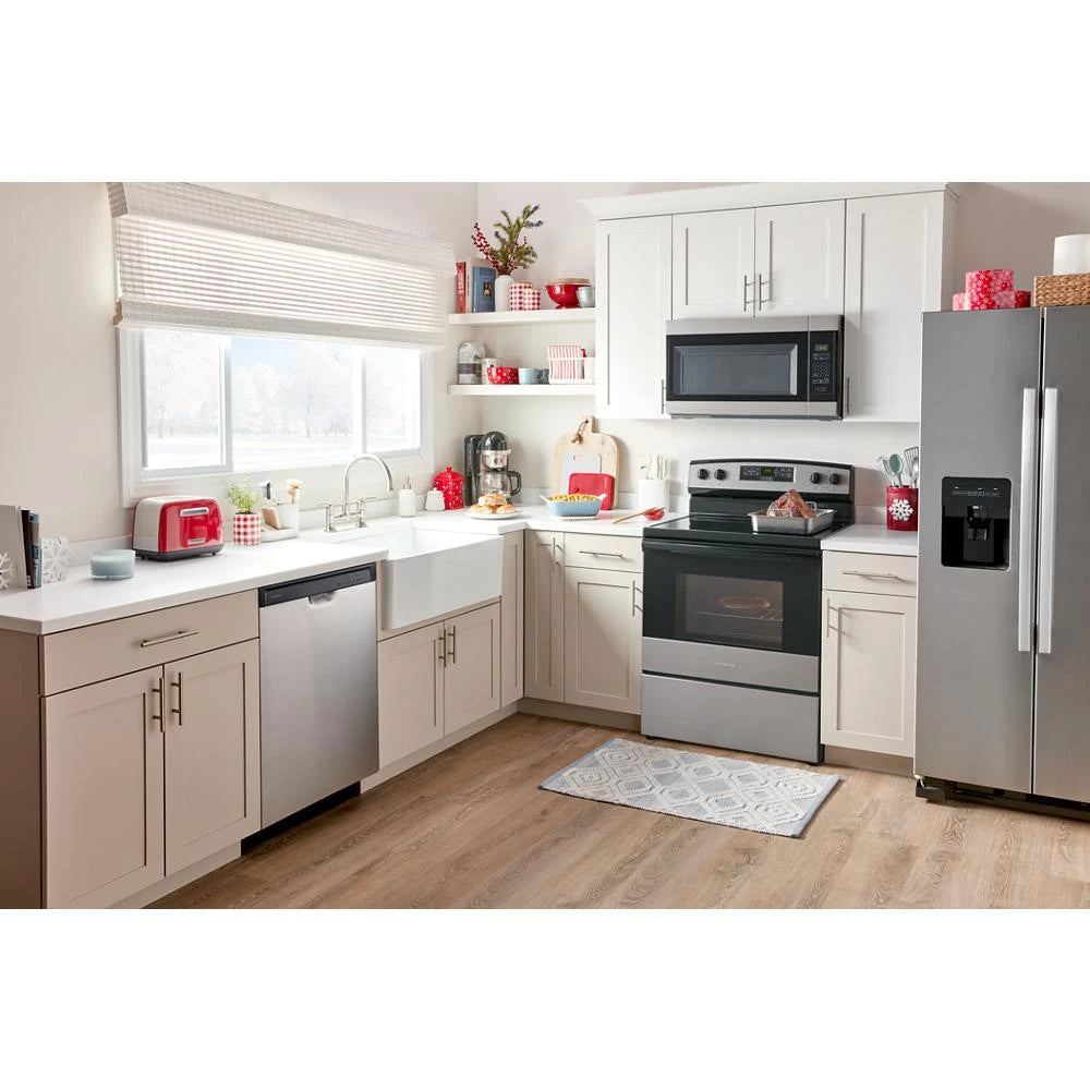 Amana  1.6 Cu. Ft. Over-the-Range Microwave with Add 0:30 Seconds - Black-on-Stainless (AMV2307PFS)