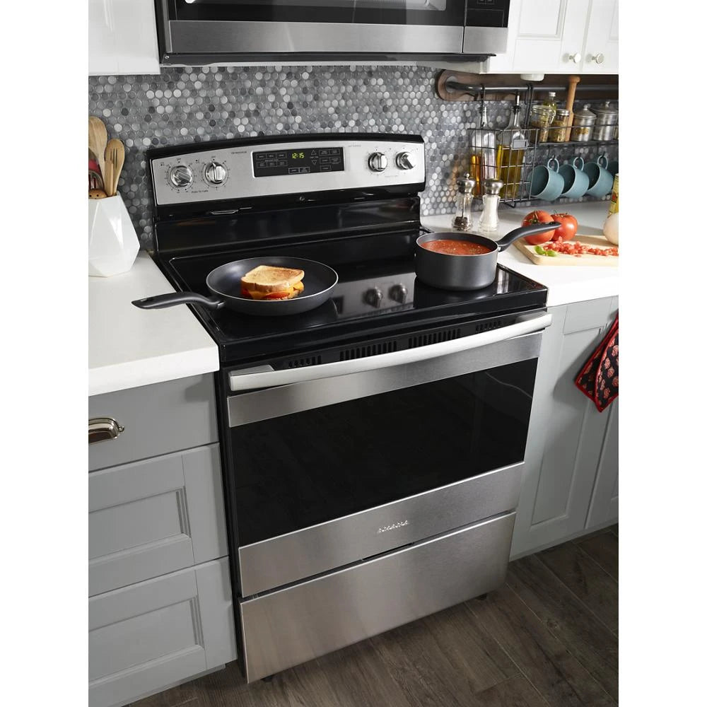 Amana  1.6 Cu. Ft. Over-the-Range Microwave with Add 0:30 Seconds - Black-on-Stainless (AMV2307PFS)