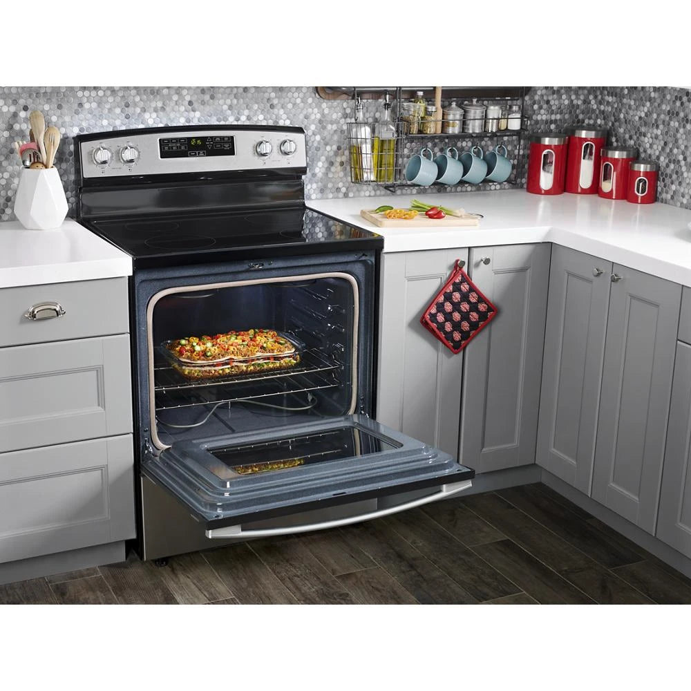 Amana  1.6 Cu. Ft. Over-the-Range Microwave with Add 0:30 Seconds - Black-on-Stainless (AMV2307PFS)