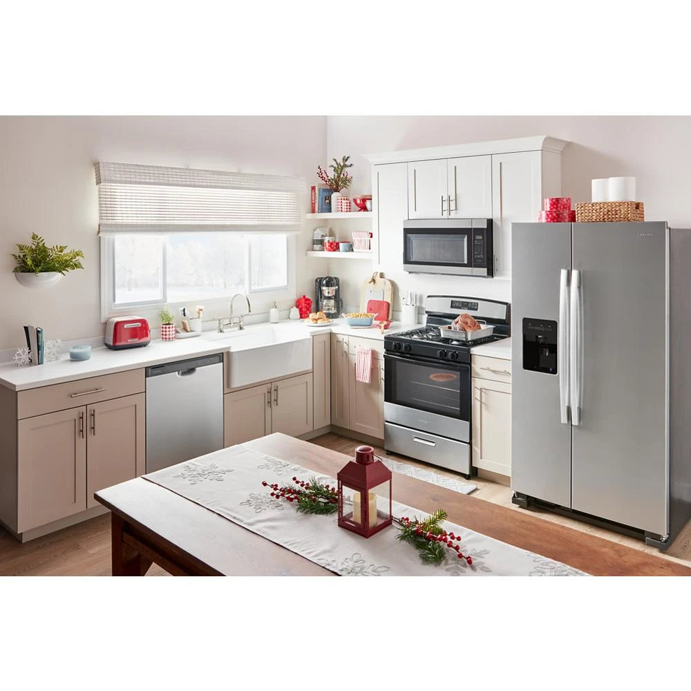 Amana  1.6 Cu. Ft. Over-the-Range Microwave with Add 0:30 Seconds - Black-on-Stainless (AMV2307PFS)