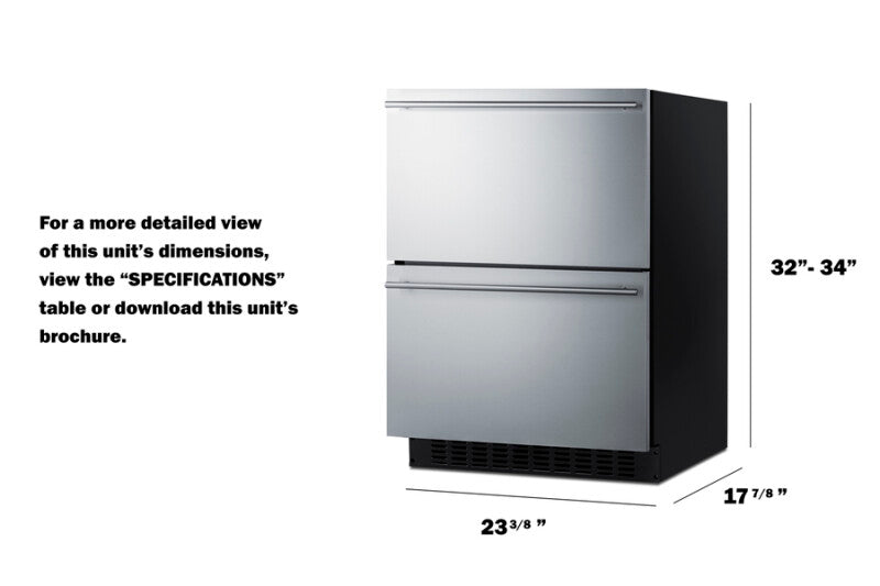 SUMMIT 24" Wide 2-Drawer All-Refrigerator, ADA Compliant - Stainless Steel (ASDR2414)