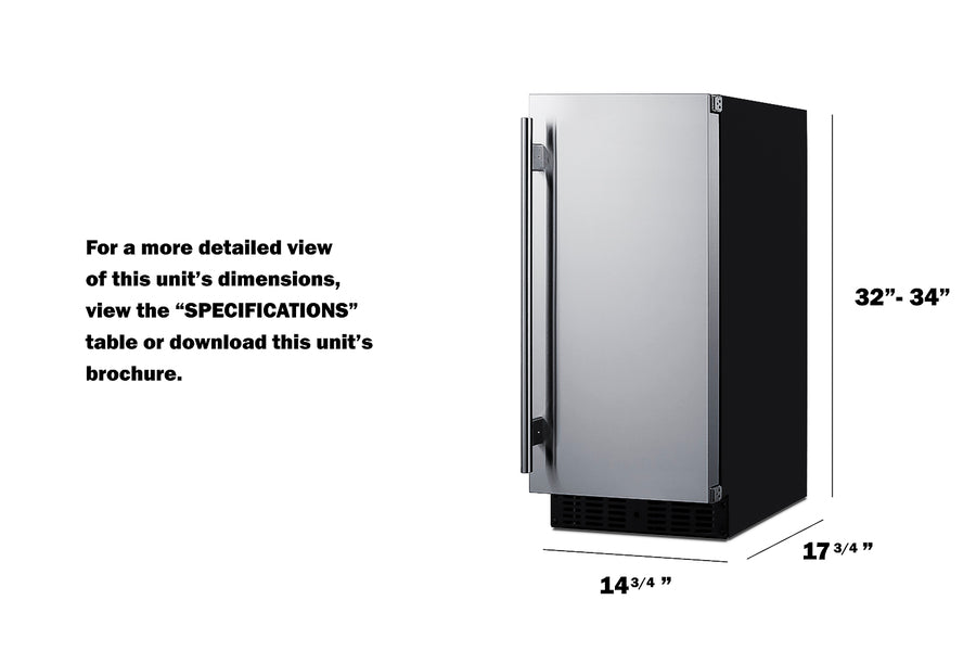 SUMMIT  15" Wide Built-In All-Refrigerator, ADA Compliant - Stainless Steel/Black (ASDS1523)